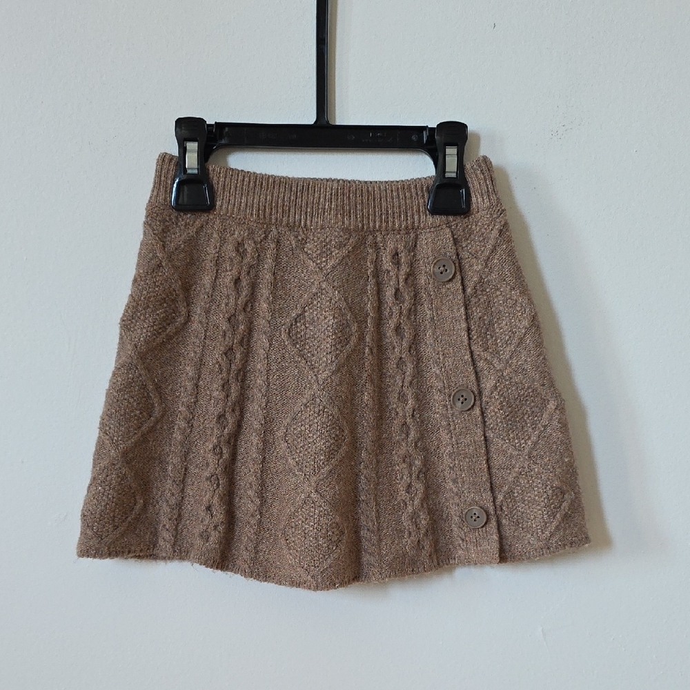 Girls Zara Taupe Textured Knit Skirt, 5/6Y